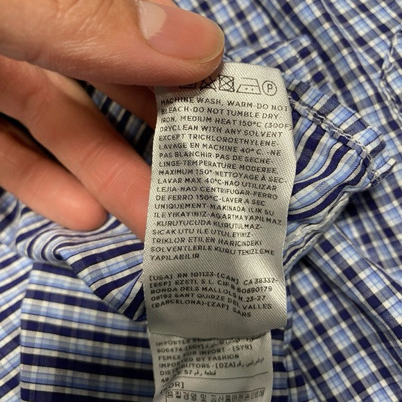 Ermenegildo Zegna Shirt XXL Mens L/S Button Up Blue Plaid READ - Picture 9 of 11